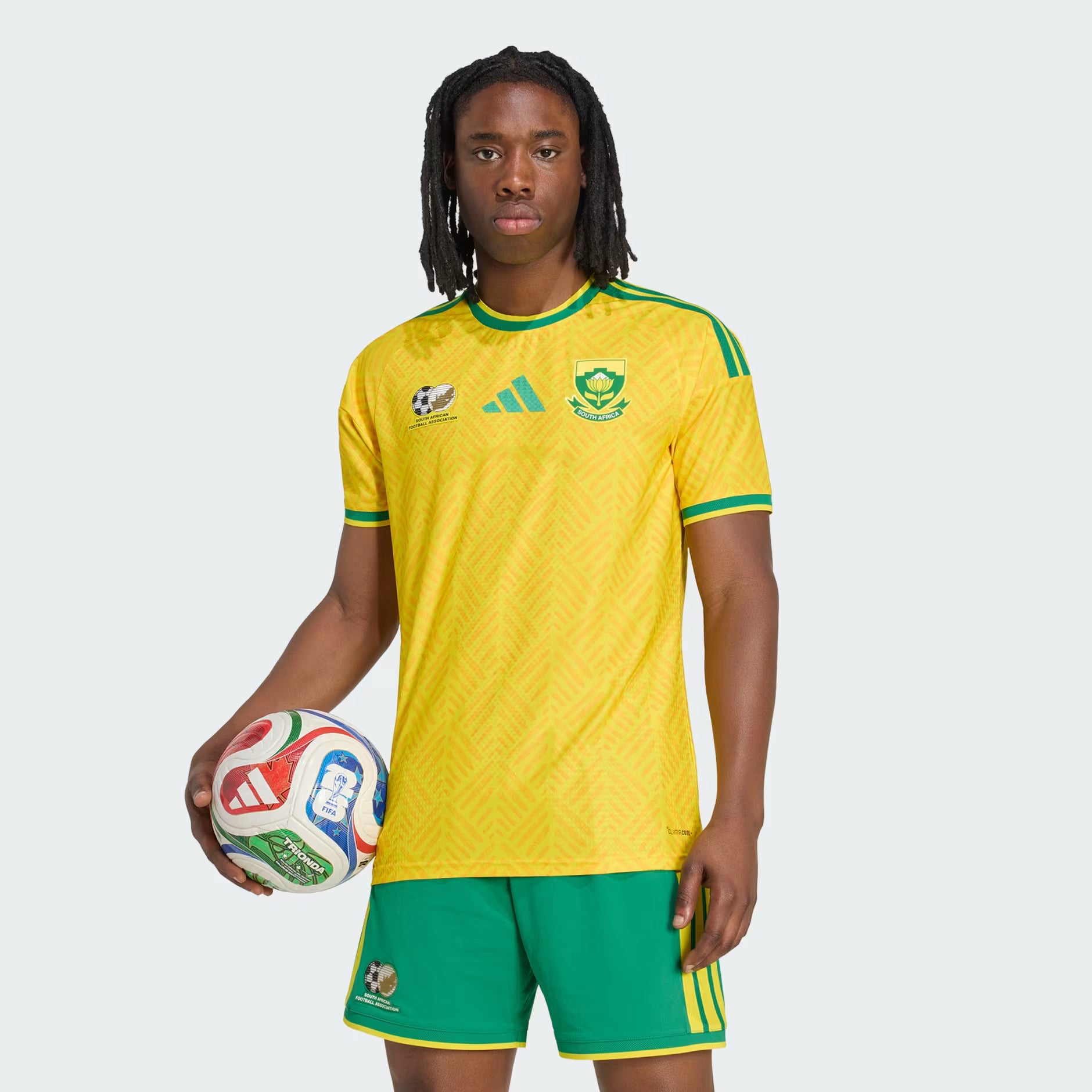 adidas Mens South Africa Bafana home world cup 2026 yellow stadium jersey